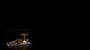 Tahta çekiç ve Terazi, 3D tasarım konsepti için labirentte..