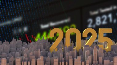 2025 number and city for Business concept 3d rendering. clipart