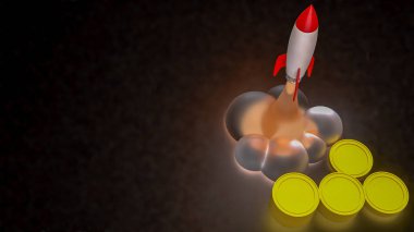 İş için roket ve madeni paralar ya da 3B tasarım konseptini başlat.