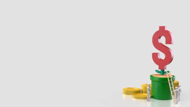 İşletme Plantı 3D sunumundaki Kırmızı Dolar sembolü.