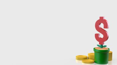 İşletme Plantı 3D sunumundaki Kırmızı Dolar sembolü.