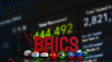 BRICS, Ekonomist İş Konsepti 3d Renderleme 'nin kısaltmasıdır..