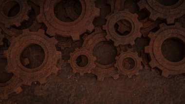 Motor veya Arkaplan konsepti 3D oluşturma için Rusty Dişlisi.