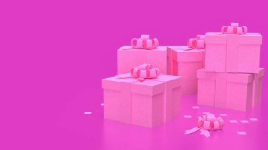 Kutlama için Pembe Arkaplan 'daki Hediye Kutusu veya Sevgililer Günü Konsepti 3D yorumlama