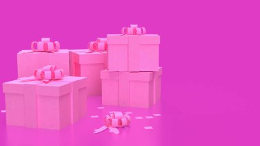 Kutlama için Pembe Arkaplan 'daki Hediye Kutusu veya Sevgililer Günü Konsepti 3D yorumlama