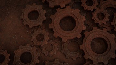 Motor veya Arkaplan konsepti 3D oluşturma için Rusty Dişlisi.