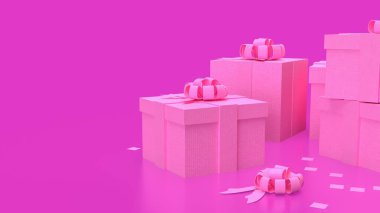 Kutlama için Pembe Arkaplan 'daki Hediye Kutusu veya Sevgililer Günü Konsepti 3D yorumlama