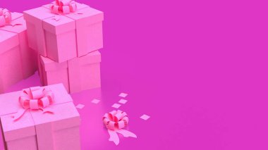 Kutlama için Pembe Arkaplan 'daki Hediye Kutusu veya Sevgililer Günü Konsepti 3D yorumlama