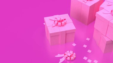 Kutlama için Pembe Arkaplan 'daki Hediye Kutusu veya Sevgililer Günü Konsepti 3D yorumlama