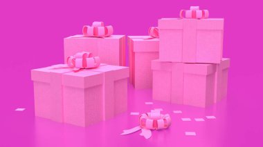 Kutlama için Pembe Arkaplan 'daki Hediye Kutusu veya Sevgililer Günü Konsepti 3D yorumlama