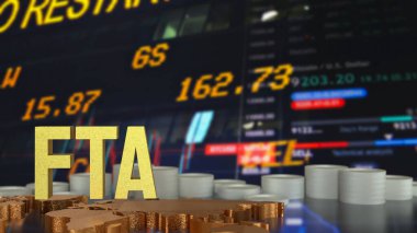 FTA veya İş Konsepti 3d Hazırlama Serbest Ticaret Alanı.