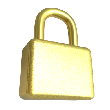 3d oluşturma güvenlik konsepti için altın kilit.