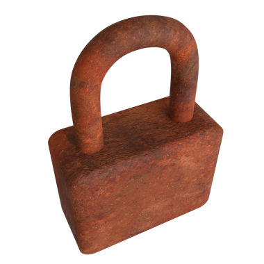 Güvenlik konsepti için paslı kilit 3d Hazırlama.