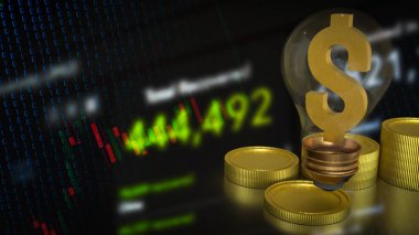 İşletme konsepti 3D işleme için Ampul 'deki altın dolar sembolü.