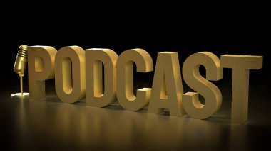 Podcast için Mikrofon ya da Radyo 3D Canlandırma Konsepti.