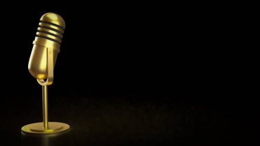 Podcast için Mikrofon ya da Radyo 3D Canlandırma Konsepti.