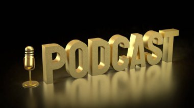 Podcast için Mikrofon ya da Radyo 3D Canlandırma Konsepti.