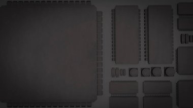 Siyah PCB Teknoloji Konsepti 3D Hazırlama.