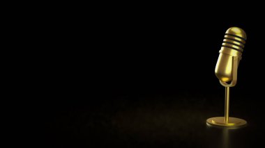 Podcast için Mikrofon ya da Radyo 3D Canlandırma Konsepti.