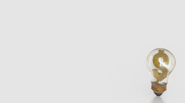 İşletme konsepti 3D işleme için Ampul 'deki altın dolar sembolü.