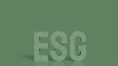 Çevre konsepti 3d oluşturma için yeşil arkaplan üzerine ESG.