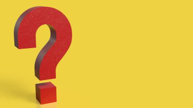 Sarı Arkaplan 3d Renklendirmesinde Kırmızı Soru işareti.