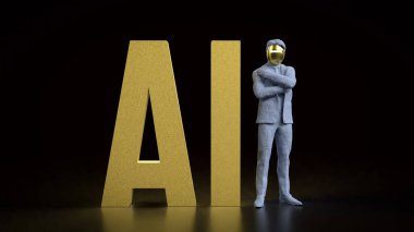 Teknoloji için yapay zeka ve robot adam.