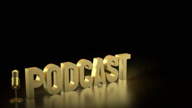 Podcast için Mikrofon ya da Radyo 3D Canlandırma Konsepti.