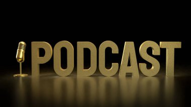 Podcast için Mikrofon ya da Radyo 3D Canlandırma Konsepti.