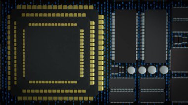 Teknoloji Çipi ya da IT Konsepti 3D Hazırlama.