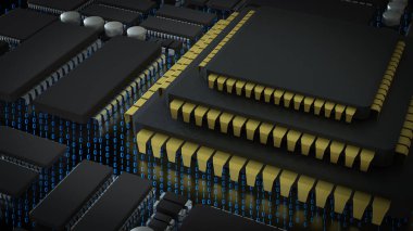 Teknoloji Çipi ya da IT Konsepti 3D Hazırlama.