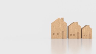 Mülkiyet veya gayrimenkul konsepti için ahşap ağaç evi 3D Yapılandırma.