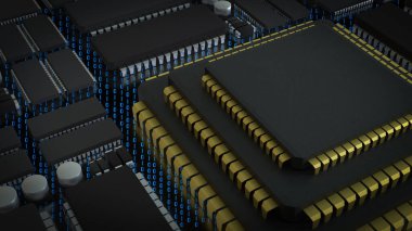 Teknoloji Çipi ya da IT Konsepti 3D Hazırlama.