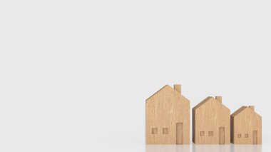 Mülkiyet veya gayrimenkul konsepti için ahşap ağaç evi 3D Yapılandırma.