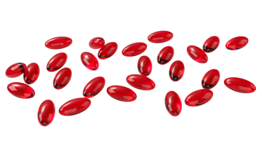 Astaxanthin ya da Heathy konsepti 3d Hazırlama için kırmızı hap.