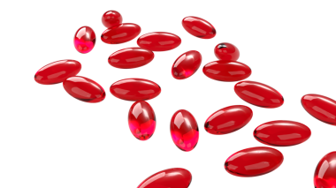 Astaxanthin ya da Heathy konsepti 3d Hazırlama için kırmızı hap.