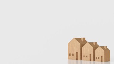 Mülkiyet veya gayrimenkul konsepti için ahşap ağaç evi 3D Yapılandırma.