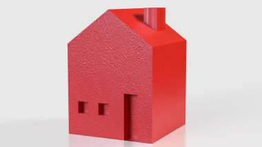 Mülk ya da gayrimenkul konsepti için Kırmızı Ev 3D Hazırlama.