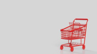 İş Konsepti için Kırmızı Alışveriş Arabası 3D Hazırlama.
