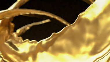 Soyut kavram 3d oluşturma için Siyah Arkaplan üzerine altın sıçrama.