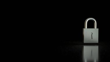 Koruma veya güvenlik kavramı için gümüş kilit 3d Hazırlama.