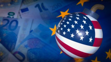  ABD, AB 'nin İş Konsepti 3D Hazırlama Arkaplanını Bombalıyor.