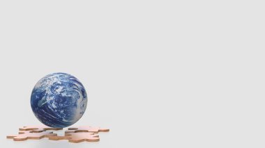 Dünya ve yapboz Eko Konsepti 3D Hazırlama.