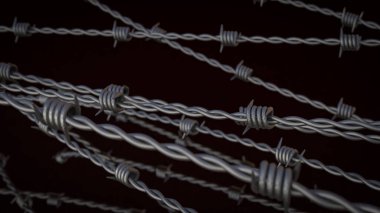 Güvenlik veya savaş konsepti 3D görüntüleme için çelik dikenli tel