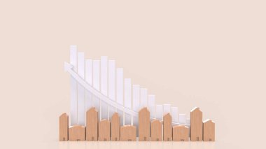 Mülk veya gayrimenkul konsepti için ahşap ve tablo 3D.