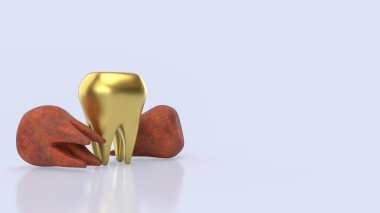 Diş Konsepti için altın dişler 3d Hazırlama.