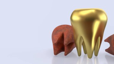 Diş Konsepti için altın dişler 3d Hazırlama.