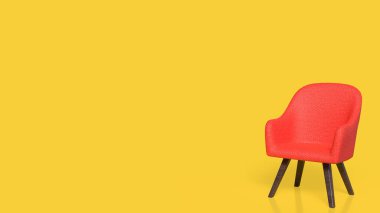 Sarı arka planda kırmızı sandalye 3d Hazırlama.