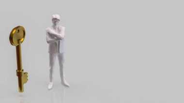 İş Konsepti 3d Hazırlama için anahtar ve madeni paralar.