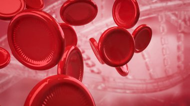 Bilim için kırmızı kan hücresi veya tıbbi konsept 3D oluşturma.